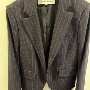 Veronica Beard navy with maroon Pinstripe Dickey Blazer